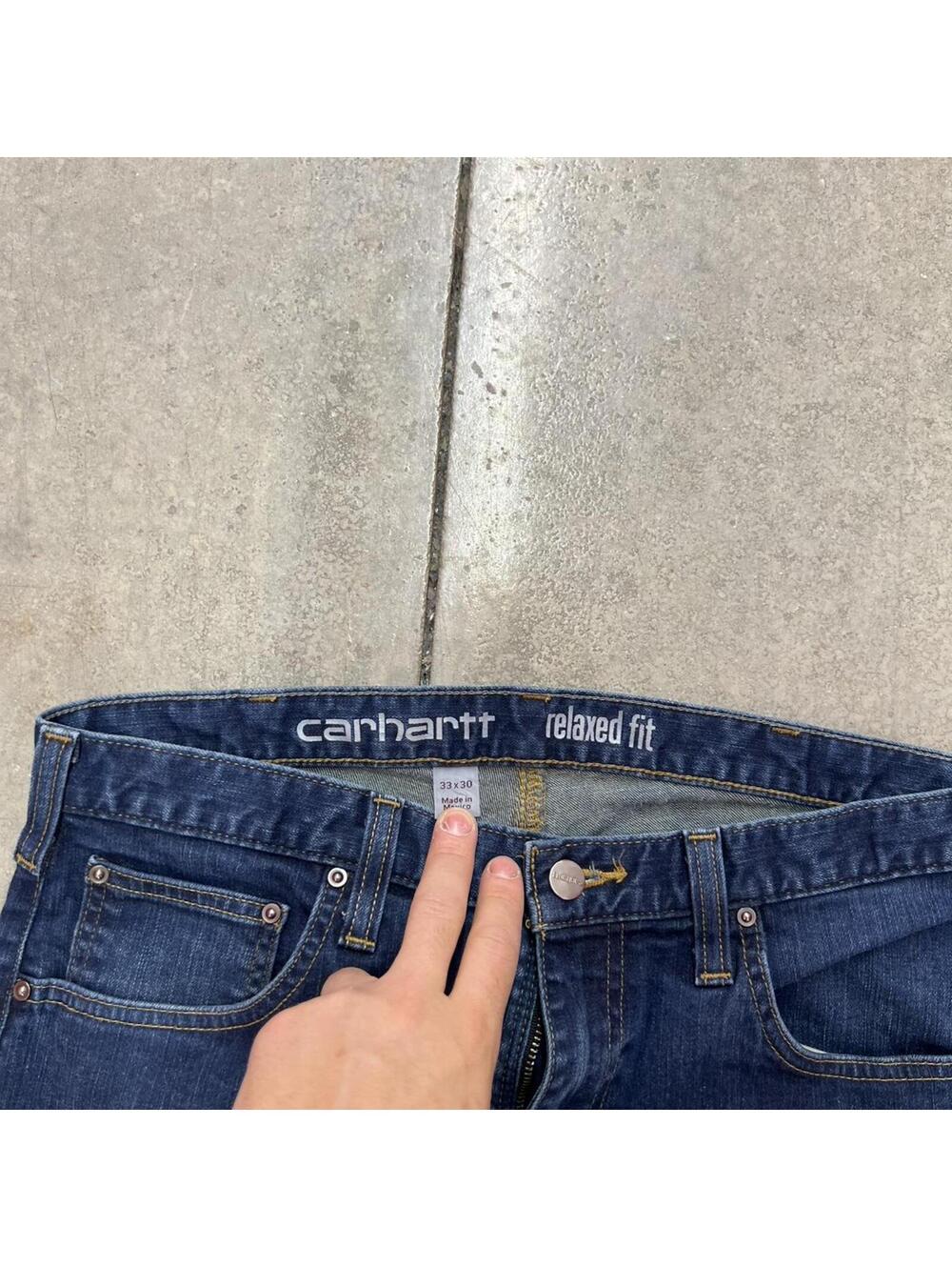 vintage carhartt dark blue relaxed fit jeans size 33 x 30 - Picture 3 of 4